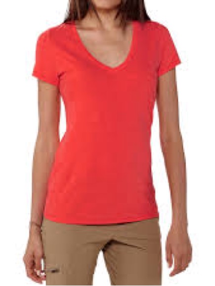 Patagonia Women's Red V-Neck Short Sleeve Tee